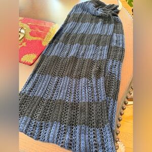 BCBGMaxAzria Black & Blue Striped Knit scarf